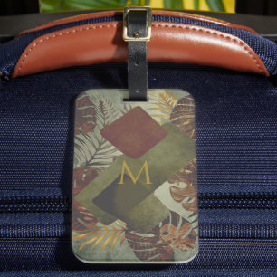 Boho tropical monstera palm leaf 70's summer luggage tag