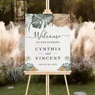 Boho Tropical Monstera Wedding Sign Foam Board