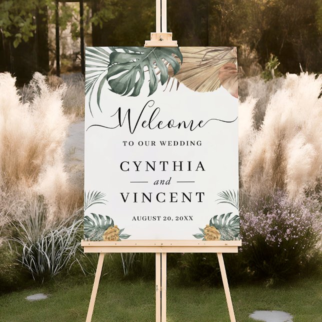 Boho Tropical Monstera Wedding Sign Foam Board (Creator Uploaded)