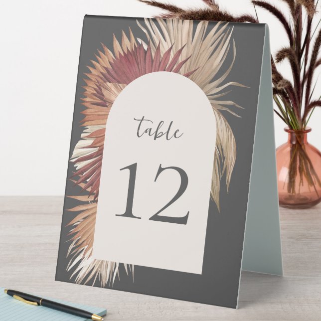 Boho Tropical Oasis Coastal Elegance Gray Table Tent (In SItu (Table))