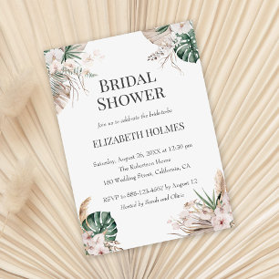 Boho Tropical Orchid Bridal Shower Invitation