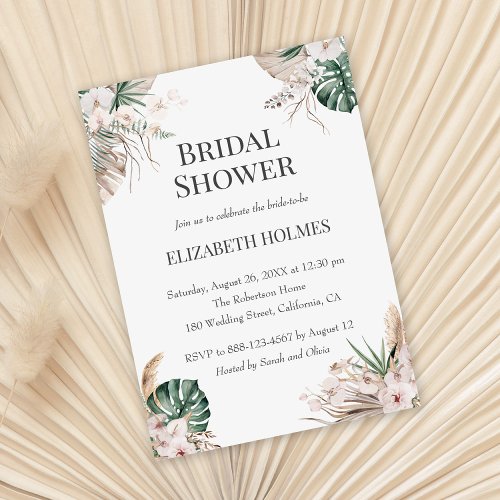 Boho Tropical Orchid Bridal Shower Invitation