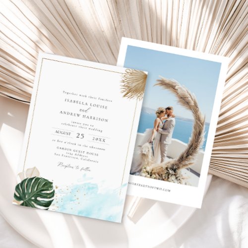 Boho Tropical Palm Beach Wedding  Invitation