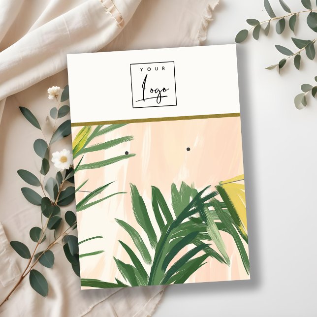 Boho Tropical Palm Leaves Necklace Earring Logo Business Card (Creator Uploaded)