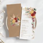 Boho Tropical Pampas Flowers Wedding Menu Cards<br><div class="desc">These beautiful boho-inspired menu card will add a perfect touch to your wedding / special occasion. The elegant design features rustic watercolor flowers,  pampas grass,  and lush tropical greenery complimented with modern typography.</div>