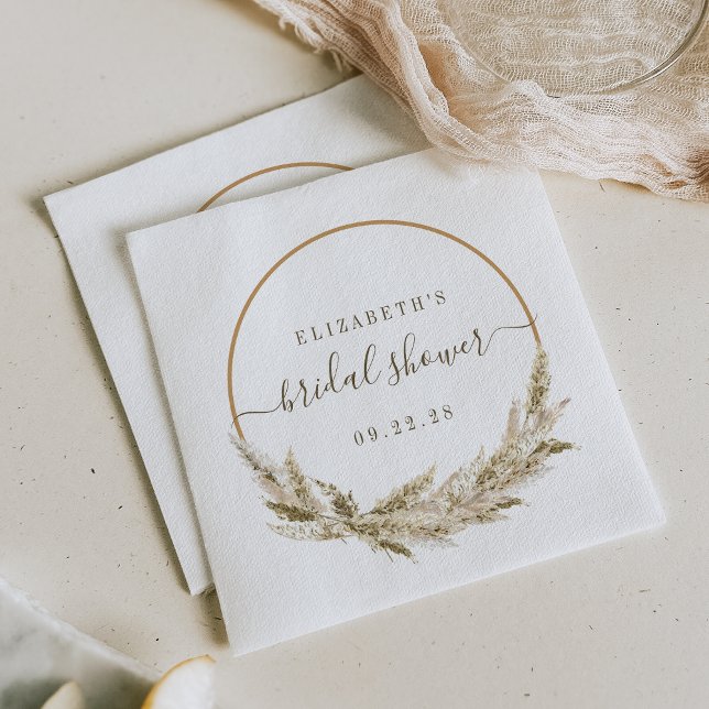 Boho Tropical Pampas Grass Bridal Shower Napkins (Creator Uploaded)