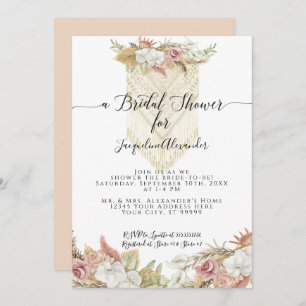Boho Tropical Pampas Grass Floral Bridal Shower Invitation