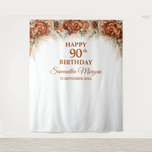 Boho tropical pampas grass palm 90th birthday tapestry