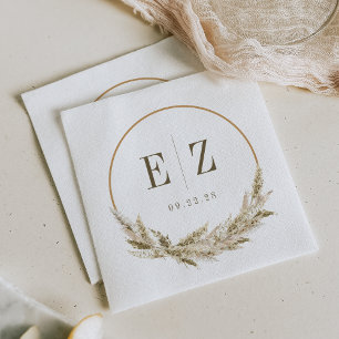 Boho Tropical Pampas Grass Wedding Napkins