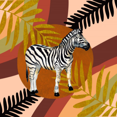 Boho Tropical Pattern With Zebra Acrylic Print