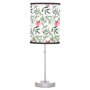 Boho tropical pink floral nature botanical pattern table lamp
