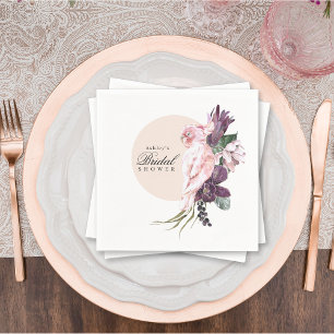 Boho Tropical Pink Parrot Bridal Shower Napkins