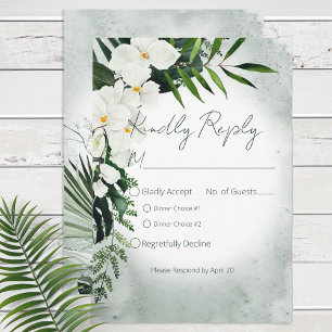 Boho Tropical Plants Watercolor Wedding RSVP Card