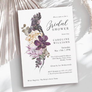 Boho Tropical Purple Parrot Bridal Shower Invitation