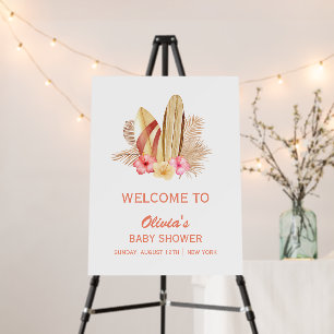 Boho Tropical SurfIng Baby Shower Welcome Sign