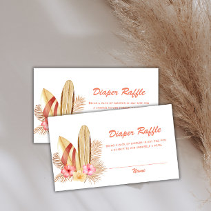Boho Tropical Surfing Diaper Raffle Baby Shower Enclosure Card