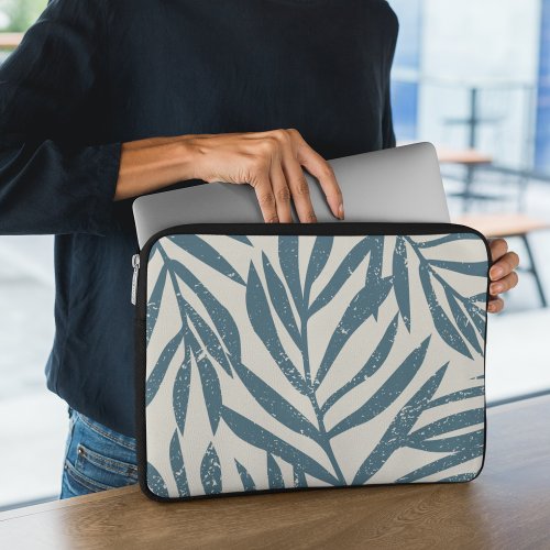 Boho Tropical Teal Abstract Palm Leaves  Laptop Sleeve