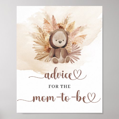 Boho tropical teddy bear Advice for the mom_to_be Poster