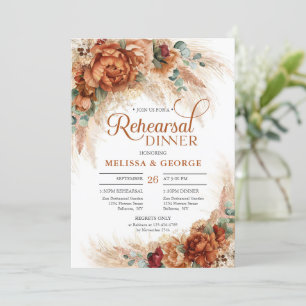 Boho tropical terracotta floral pampas eucalyptus invitation