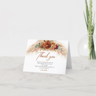 Boho tropical terracotta palm bridal shower folded letterpress thank you card