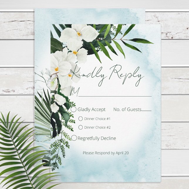 Boho Tropical Water Watercolor Wedding RSVP Card (Creator Uploaded)