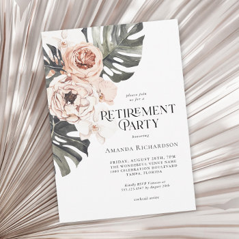 Boho Tropical Watercolor Floral Retirement Party Invitation by DancingPelican at Zazzle