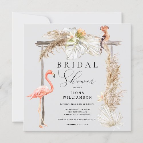 Boho Tropical Wedding Arch Bridal Shower Invitatio Invitation