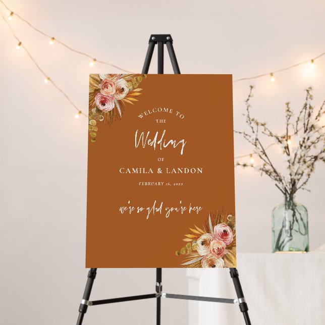 Boho Tropical Welcome Sign Bohemian Wedding C103 (In Situ (Stand))