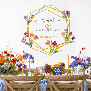 Boho Tulips Rustic Floral Custom Spring Wedding Wall Decal