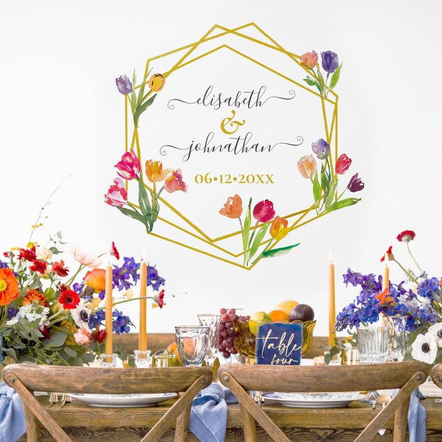    Boho Tulips Rustic Floral Custom Spring Wedding Wall Decal (Creator Uploaded)