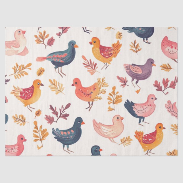 Boho Turkey Folk Art Watercolor Pattern Tissue Paper (Front)