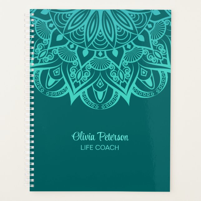 Boho Turquoise and Teal Mandala Life Coach Planner (Front)