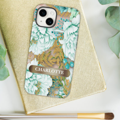 Boho Turquoise Carnations and Gold Ferns