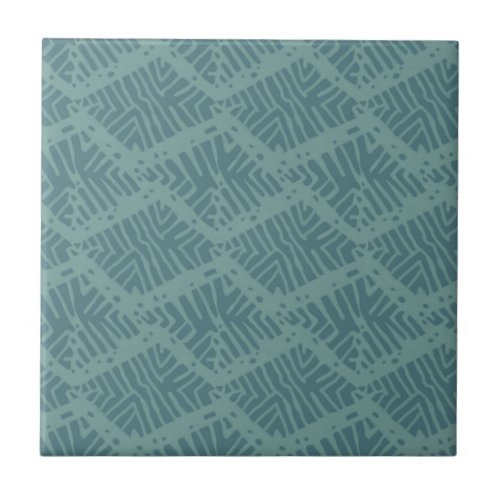 Boho Turquoise Geometric Rustic Blue Ceramic Tile