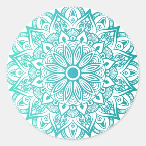 Boho Turquoise Mandala Classic Round Sticker