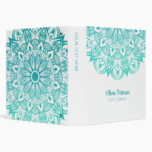 Boho Turquoise Mandala Custom Name Binder