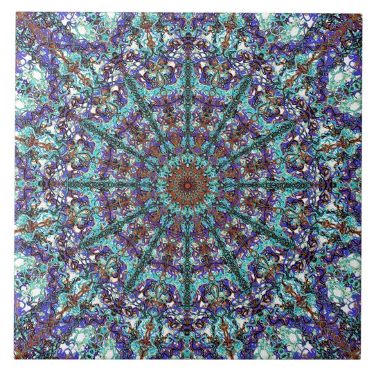 Boho turquoise mandala laced pattern tile | Zazzle.com