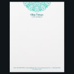 Boho Turquoise Mandala Life Coach Letterhead<br><div class="desc">Boho Turquoise Mandala Life Coach Letterhead</div>