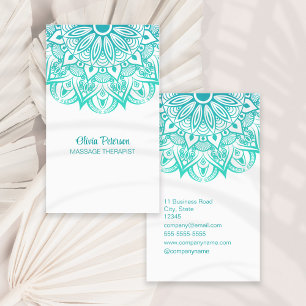 Boho Turquoise Mandala Massage Therapist Business Card
