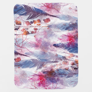 Boho Twigs and Feathers: Fashionable Artwork Baby Blanket
