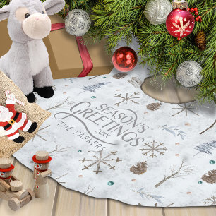 Boho Twigs & Pinecone Christmas ID986 Brushed Polyester Tree Skirt