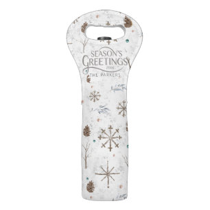 Boho Twigs & Pinecone Christmas ID986 Wine Bag