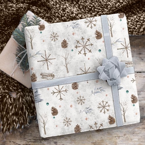 Boho Twigs  Pinecone Christmas ID986 Wrapping Paper