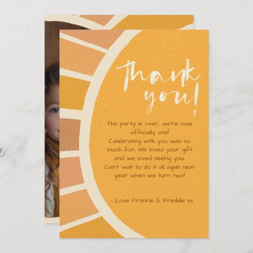 Boho Twins First Trip Around Sun Photo 1 Birthday Thank You Card