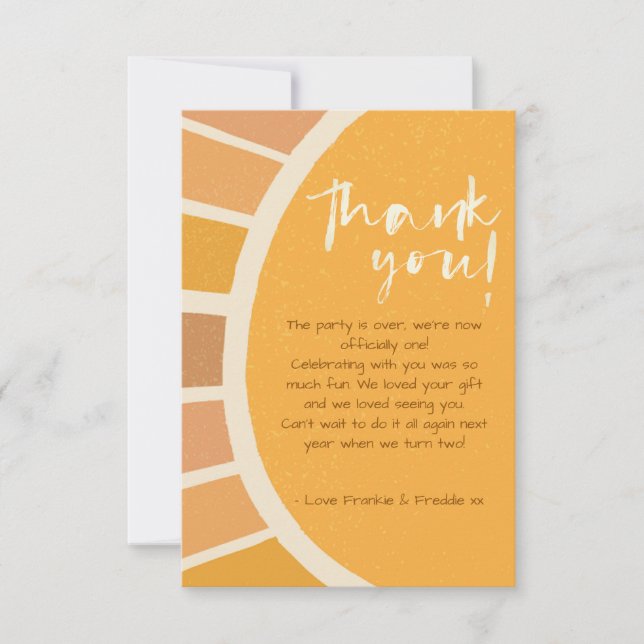 Boho Twins First Trip Around Sun Photo 1 Birthday Thank You Card (Front)