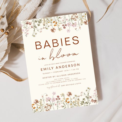 Wildflower Floral or wildflower baby shower invitation