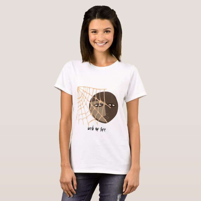 Boho Two Color Face with a Cobweb with a Quote T-Shirt (Front Full)