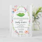Boho Two Peas in a Pod Twins Baby Shower Invitation (Standing Front)