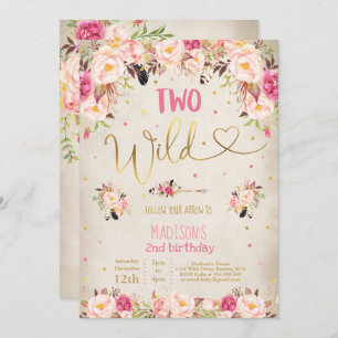 Boho Two Wild Birthday Invitation Watercolor Boho