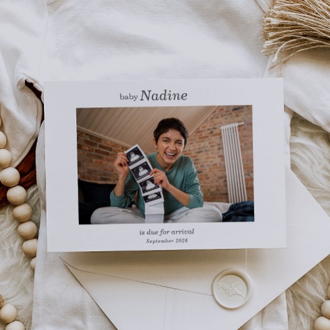 Boho Ultrasound Photo Pregnancy Announcement Card (Creator Uploaded)